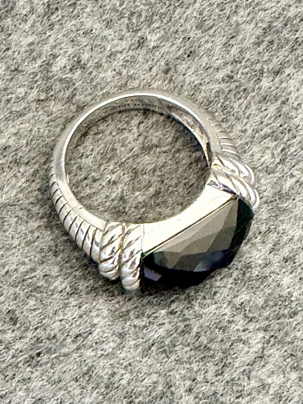 Judith Ripka Black Onyx Cable Ring Sterling Silver 925 Size 6 - Picture 4 of 5